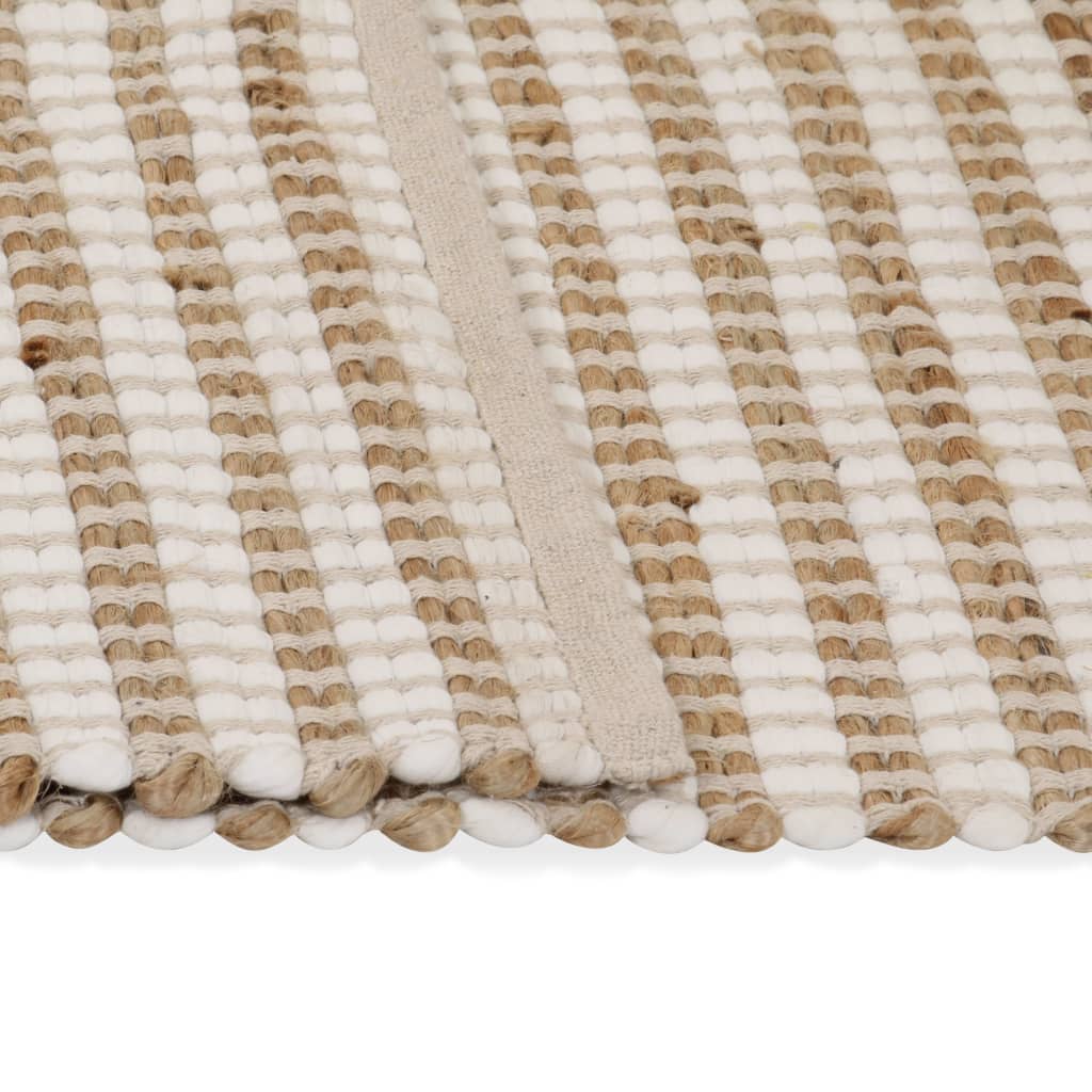 Berkfield Hand-Woven Jute Area Rug Fabric 120x180 cm Natural and White
