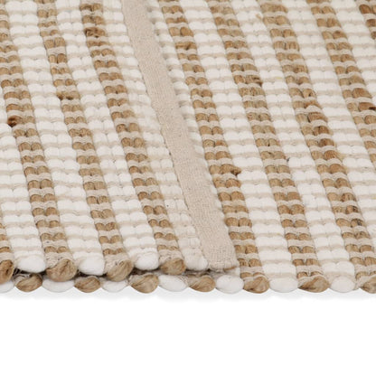 Berkfield Hand-Woven Jute Area Rug Fabric 120x180 cm Natural and White