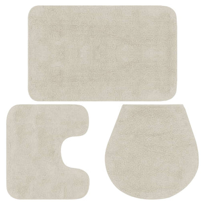Berkfield Bathroom Mat Set 3 Pieces Fabric White