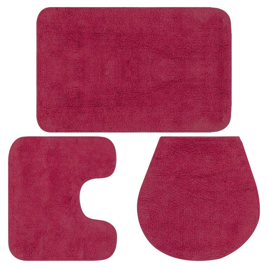 Berkfield Bathroom Mat Set 3 Pieces Fabric Fuchsia