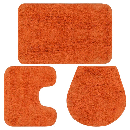 Berkfield Bathroom Mat Set 3 Pieces Fabric Orange