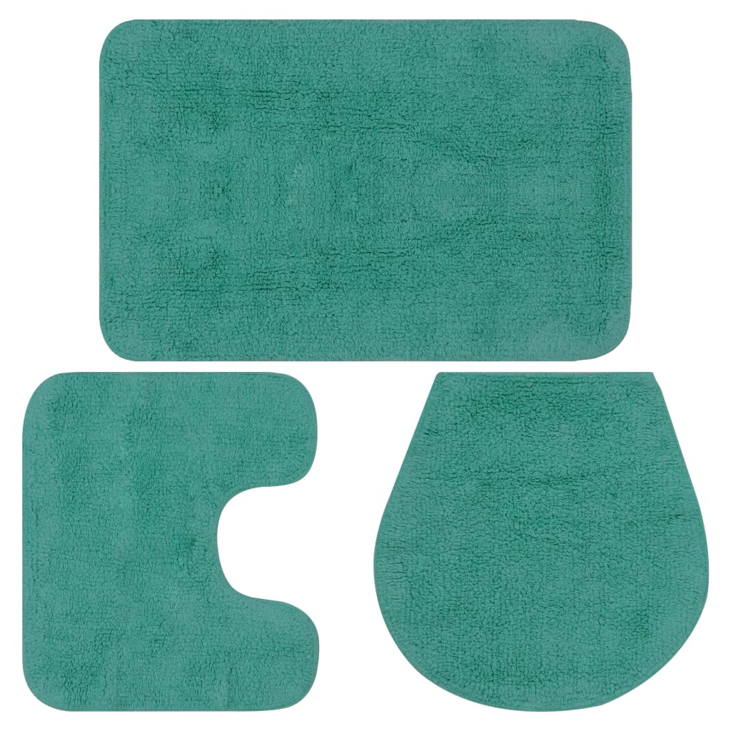 Berkfield Bathroom Mat Set 3 Pieces Fabric Turquoise