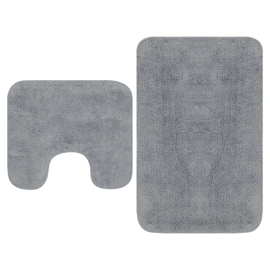 Berkfield Bathroom Mat Set 2 Pieces Fabric Grey