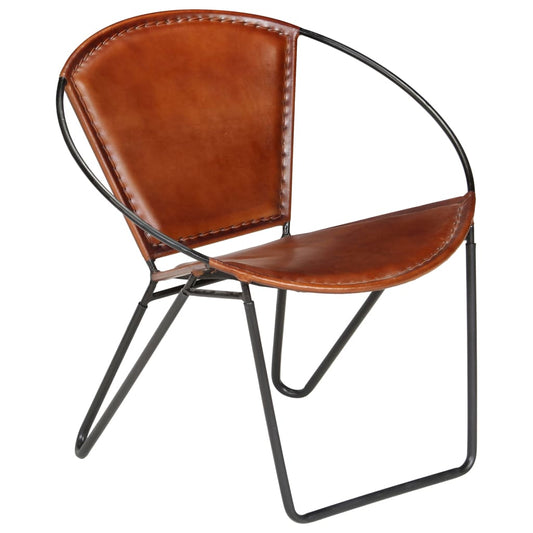 Berkfield Chair Brown Real Leather