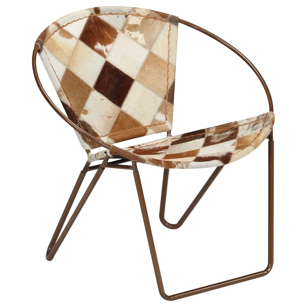 Berkfield Chair Diamond Brown Real Leather