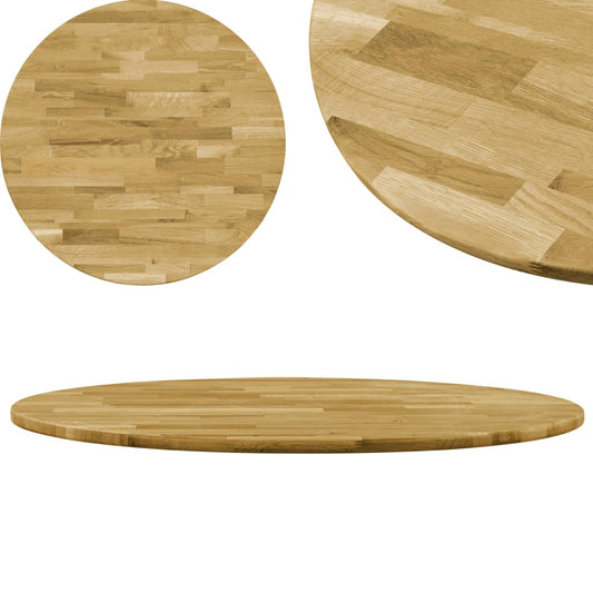 Berkfield Table Top Solid Oak Wood Round 23 mm 800 mm