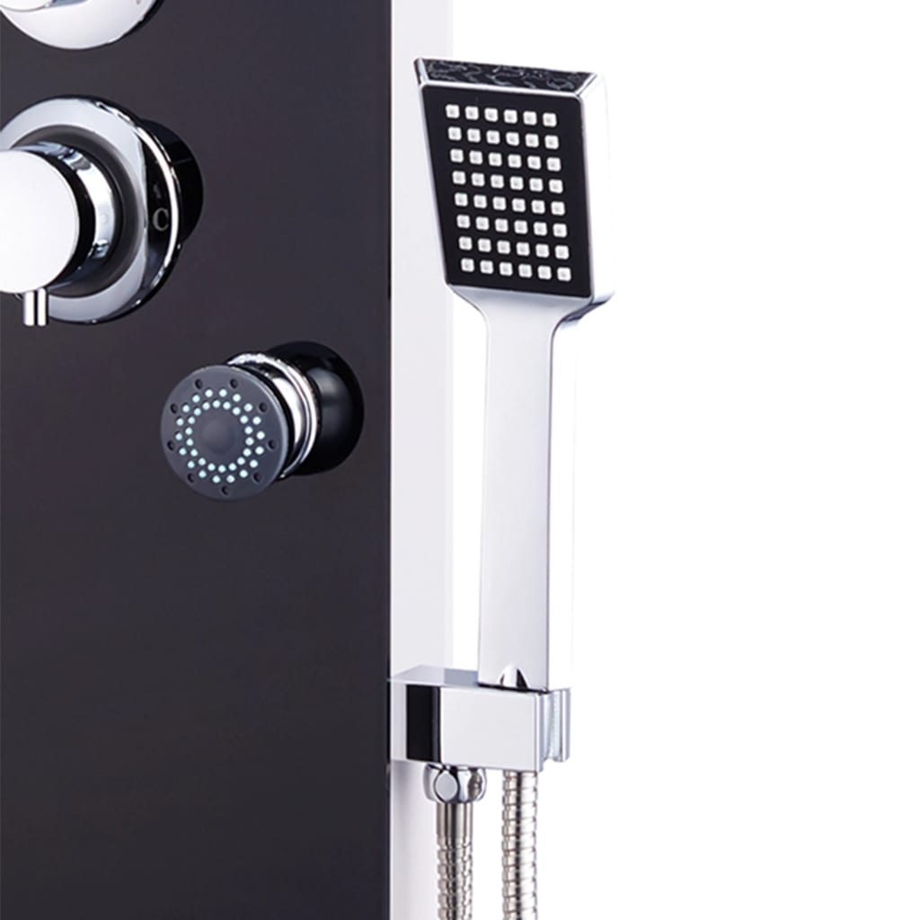 Berkfield Shower Panel Unit Glass 25x44.6x130 cm Black