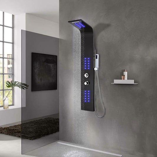 Berkfield Shower Panel Unit Aluminium 20x44x130 cm Black