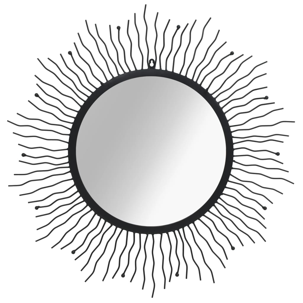 Berkfield Wall Mirror Sunburst 80 cm Black