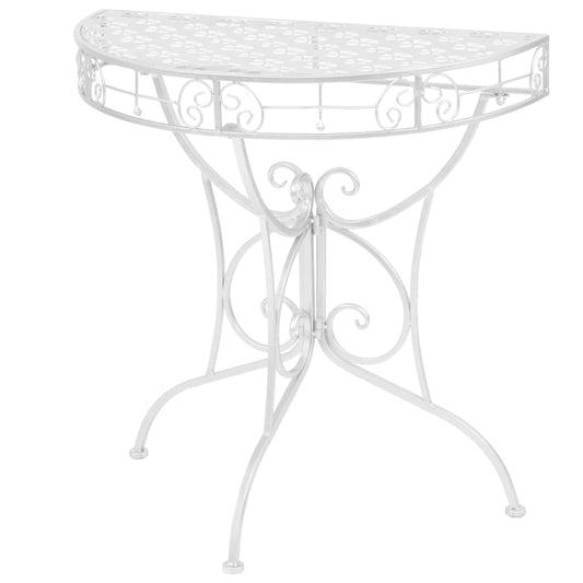 Berkfield Side Table Vintage Style Half Round Metal 72x36x74 cm Silver