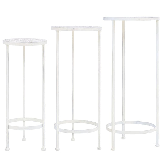 Berkfield Plant Stand Set 3 Pieces Vintage Style Metal Antique White