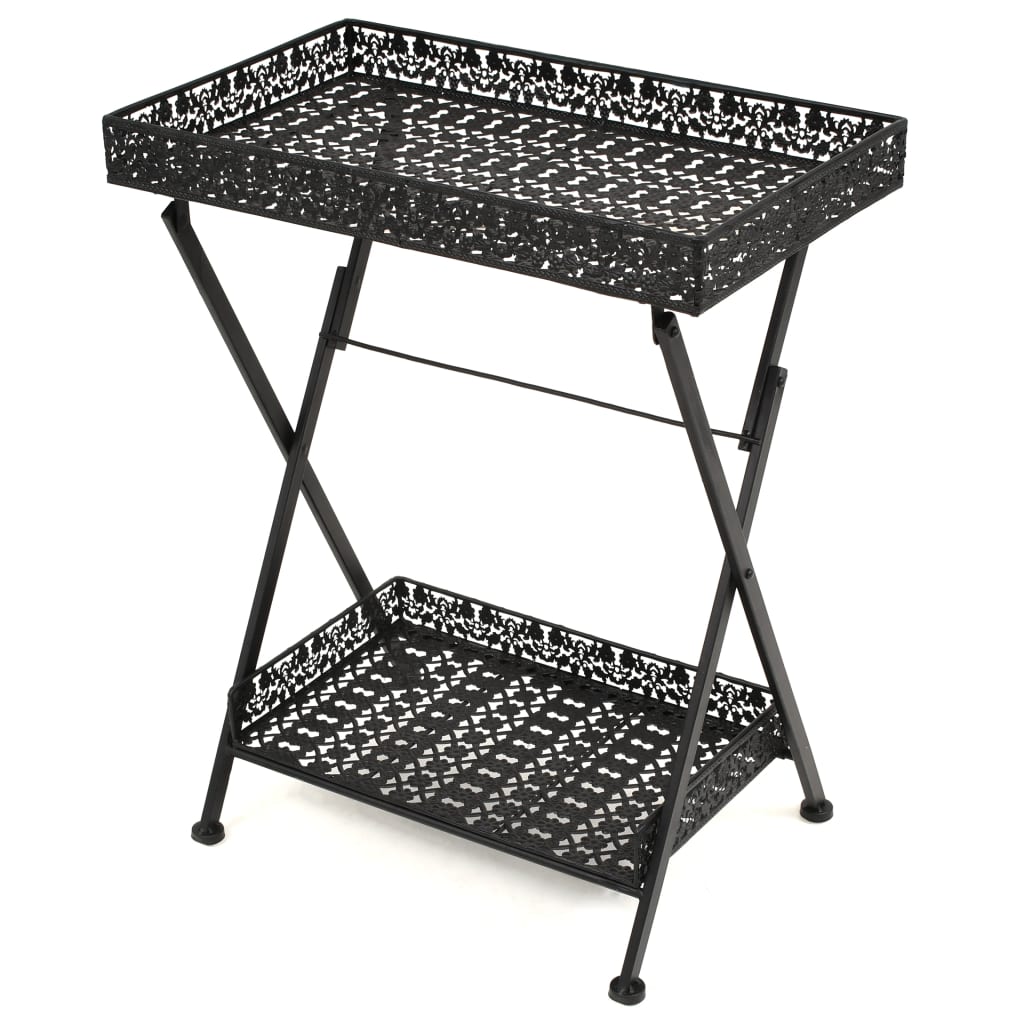 Berkfield Folding Tea Table Vintage Style Metal 58x35x72 cm Black