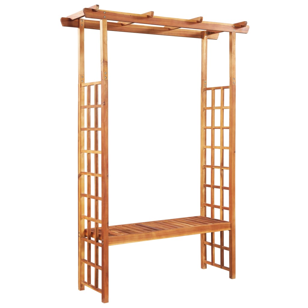 Berkfield Garden Pergola with Bench Solid Acacia Wood 143x50x198 cm