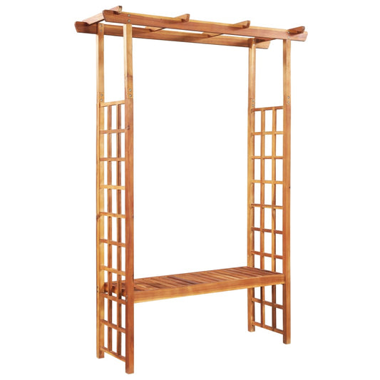 Berkfield Garden Pergola with Bench Solid Acacia Wood 143x50x198 cm