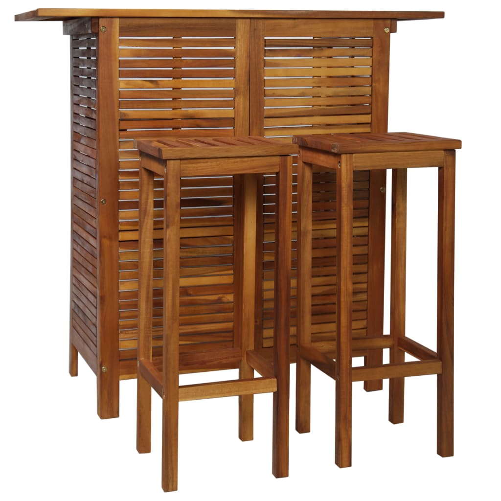 Berkfield Bar Table and Chair Set 3 Pieces Solid Acacia Wood