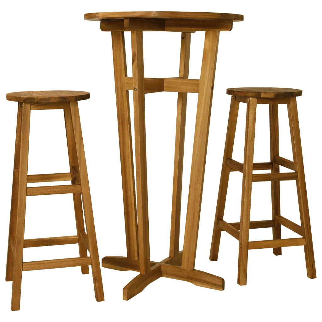 Berkfield 3 Piece Bar Set Solid Acacia Wood