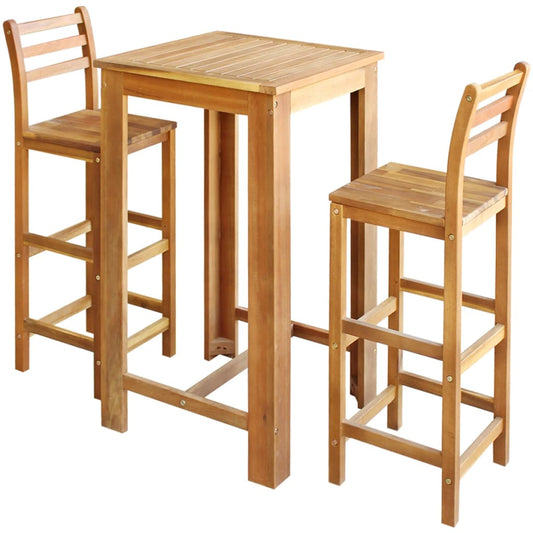 Berkfield Bar Table and Chair Set 3 Pieces Solid Acacia Wood