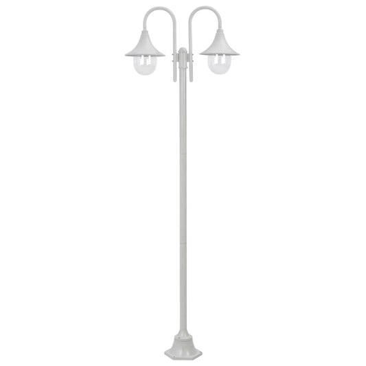 Berkfield Garden Post Light E27 220 cm Aluminium 2-Lantern White