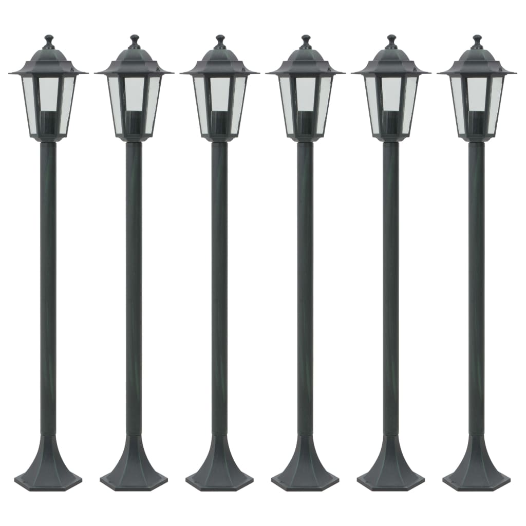 Berkfield Garden Post Lights 6 pcs E27 110 cm Aluminium Dark Green