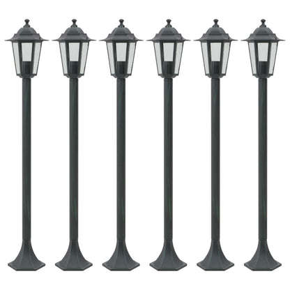 Berkfield Garden Post Lights 6 pcs E27 110 cm Aluminium Dark Green