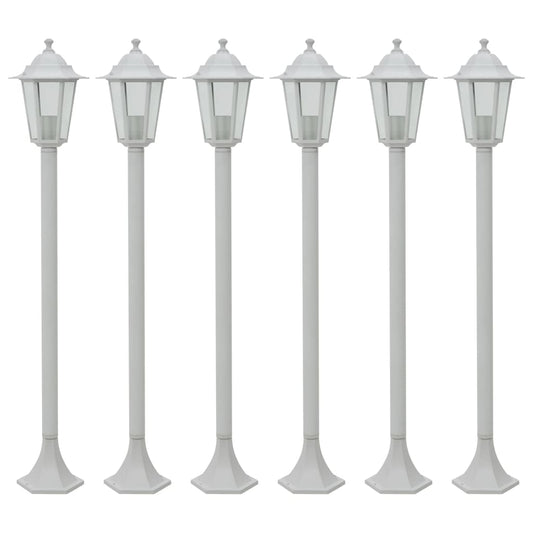 Berkfield Garden Post Lights 6 pcs E27 110 cm Aluminium White
