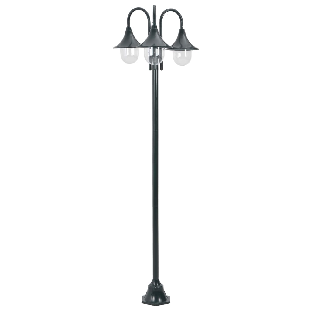 Berkfield Garden Post Light E27 220 cm Aluminium 3-Lantern Dark Green