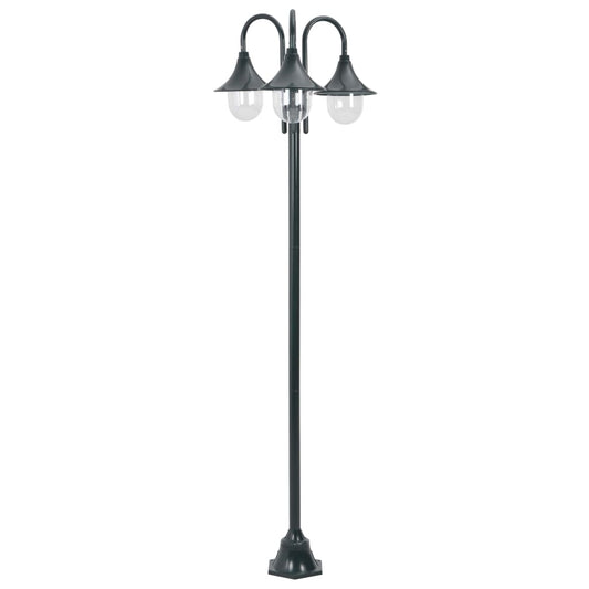 Berkfield Garden Post Light E27 220 cm Aluminium 3-Lantern Dark Green