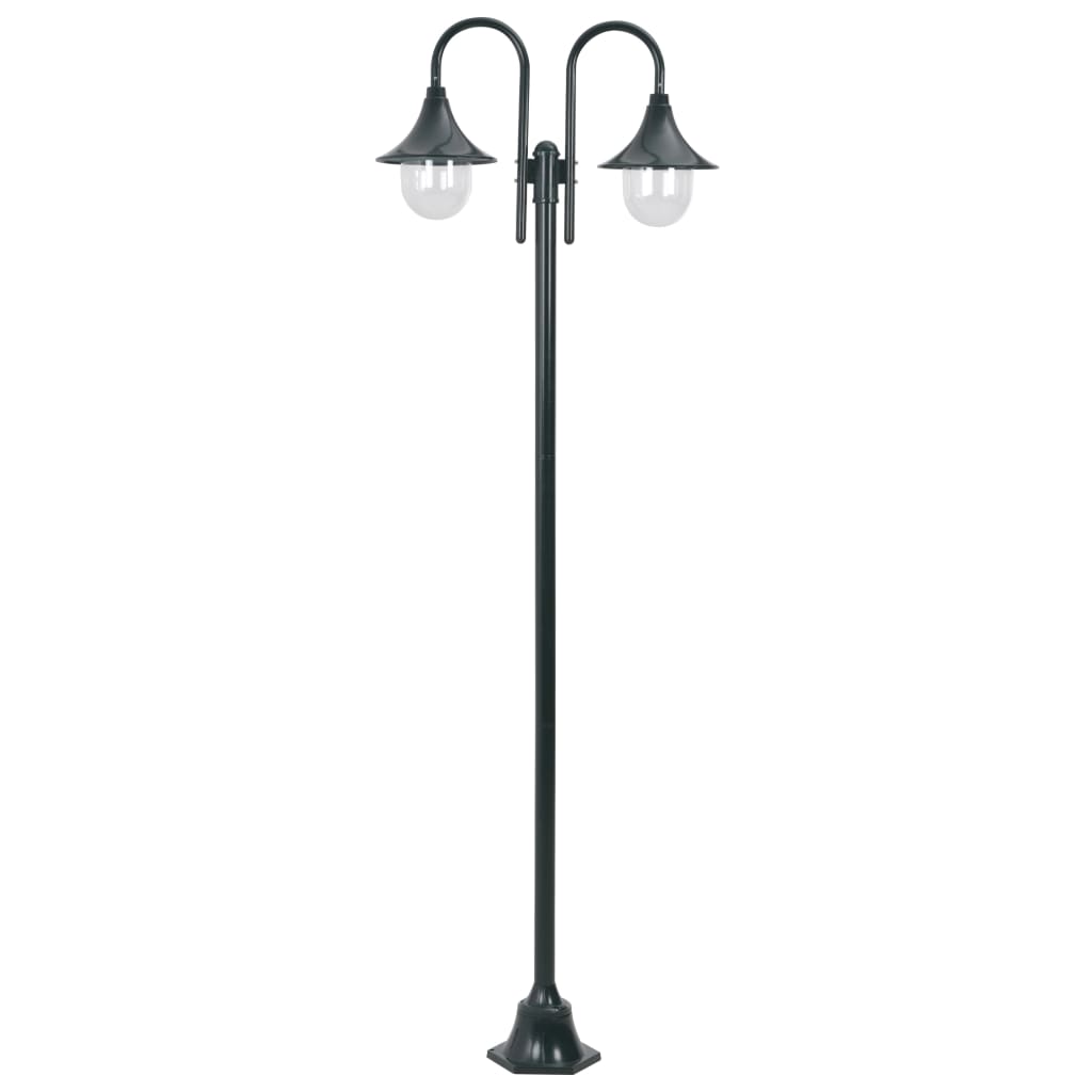 Berkfield Garden Post Light E27 220 cm Aluminium 2-Lantern Dark Green