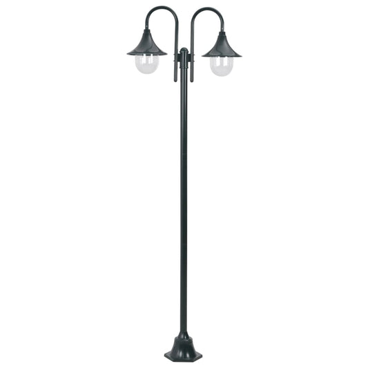 Berkfield Garden Post Light E27 220 cm Aluminium 2-Lantern Dark Green