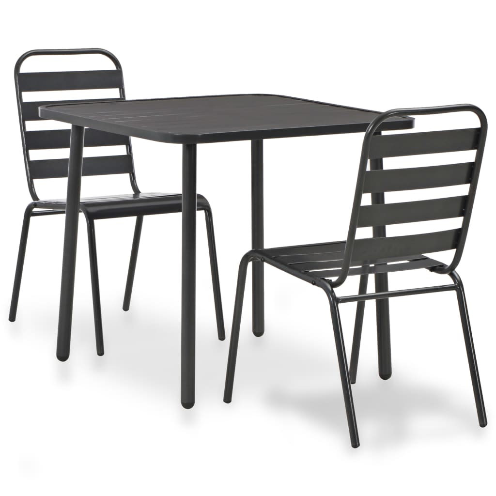Berkfield 3 Piece Bistro Set Steel Dark Grey