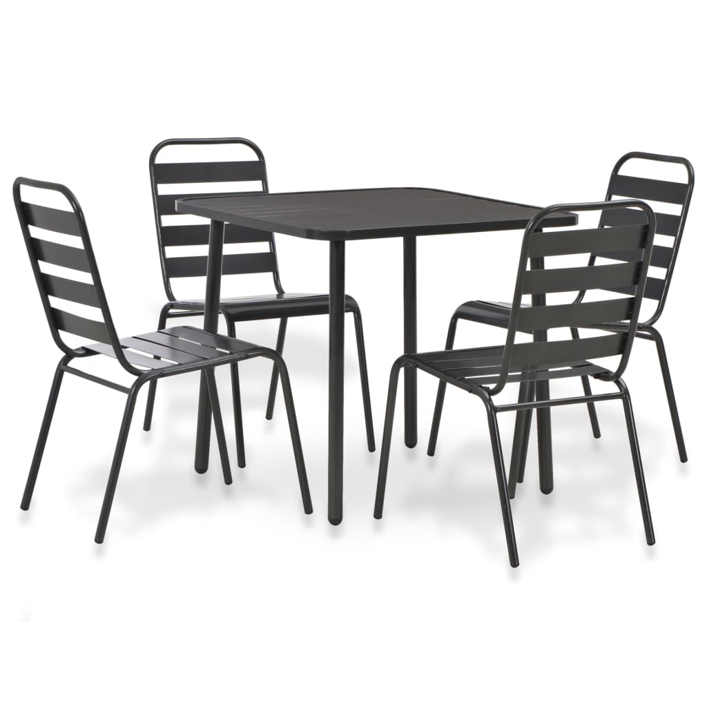 Berkfield 5 Piece Outdoor Dining Set Steel Dark Grey