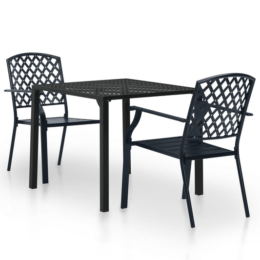 Berkfield 3 Piece Bistro Set Steel Black