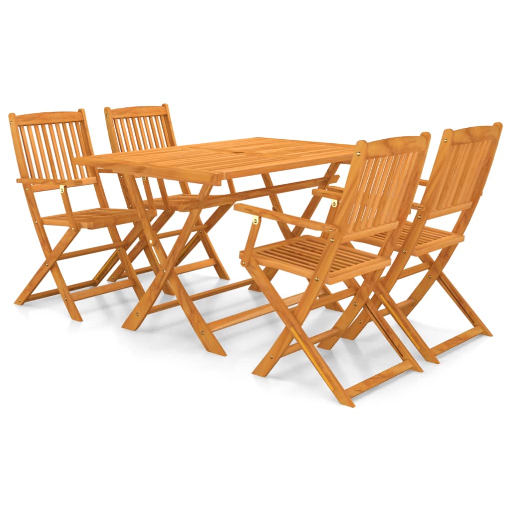 Berkfield 5 Piece Folding Outdoor Dining Set Solid Acacia Wood