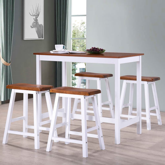 Berkfield Bar Table and Stool Set 5 Pieces Solid Wood