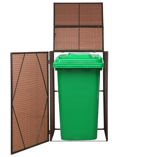 Berkfield Single Wheelie Bin Shed Poly Rattan 76x78x120 cm Brown