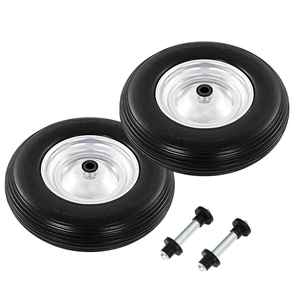 Berkfield Wheelbarrow Wheels 2 pcs with Axles Solid PU 4.00-8 390 mm