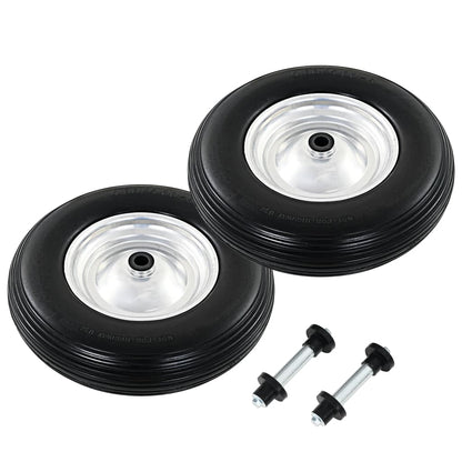 Berkfield Wheelbarrow Wheels 2 pcs with Axles Solid PU 4.00-8 390 mm