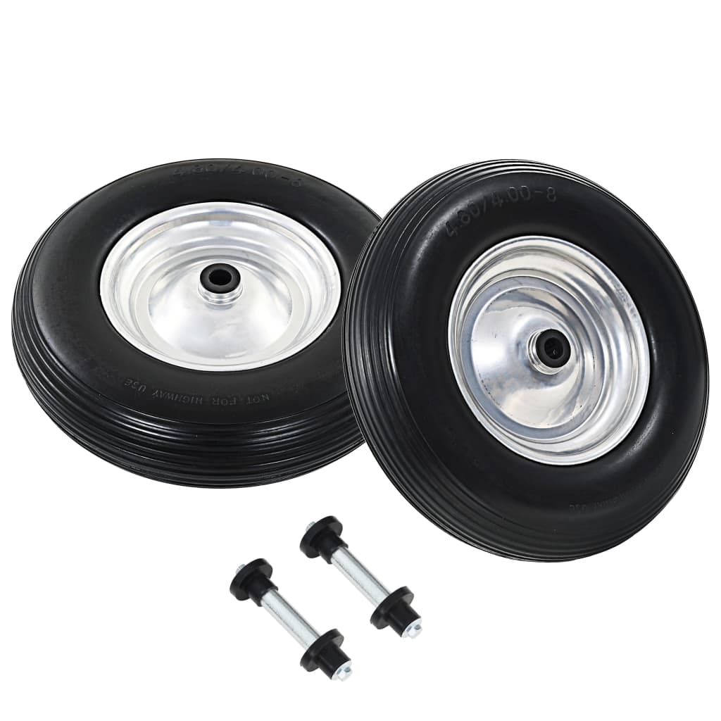 Berkfield Wheelbarrow Wheels 2 pcs with Axles Solid PU 4.00-8 390 mm