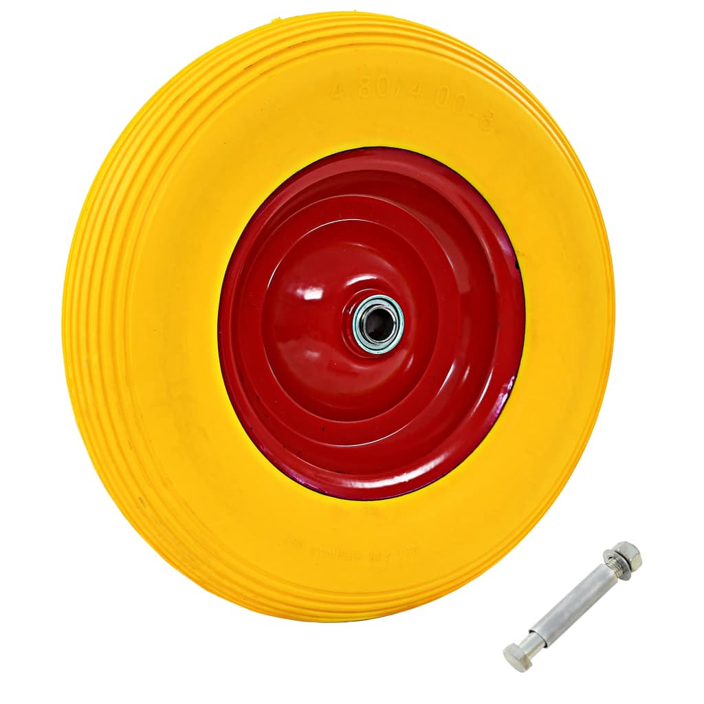 Berkfield Wheelbarrow Wheel with Axle Solid PU 4.00-8 390 mm