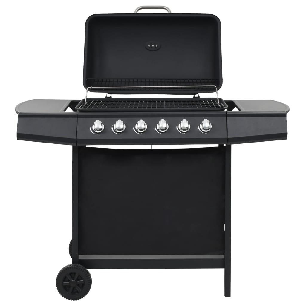 Berkfield Gas BBQ Grill with 6 Cooking Zones Steel Black