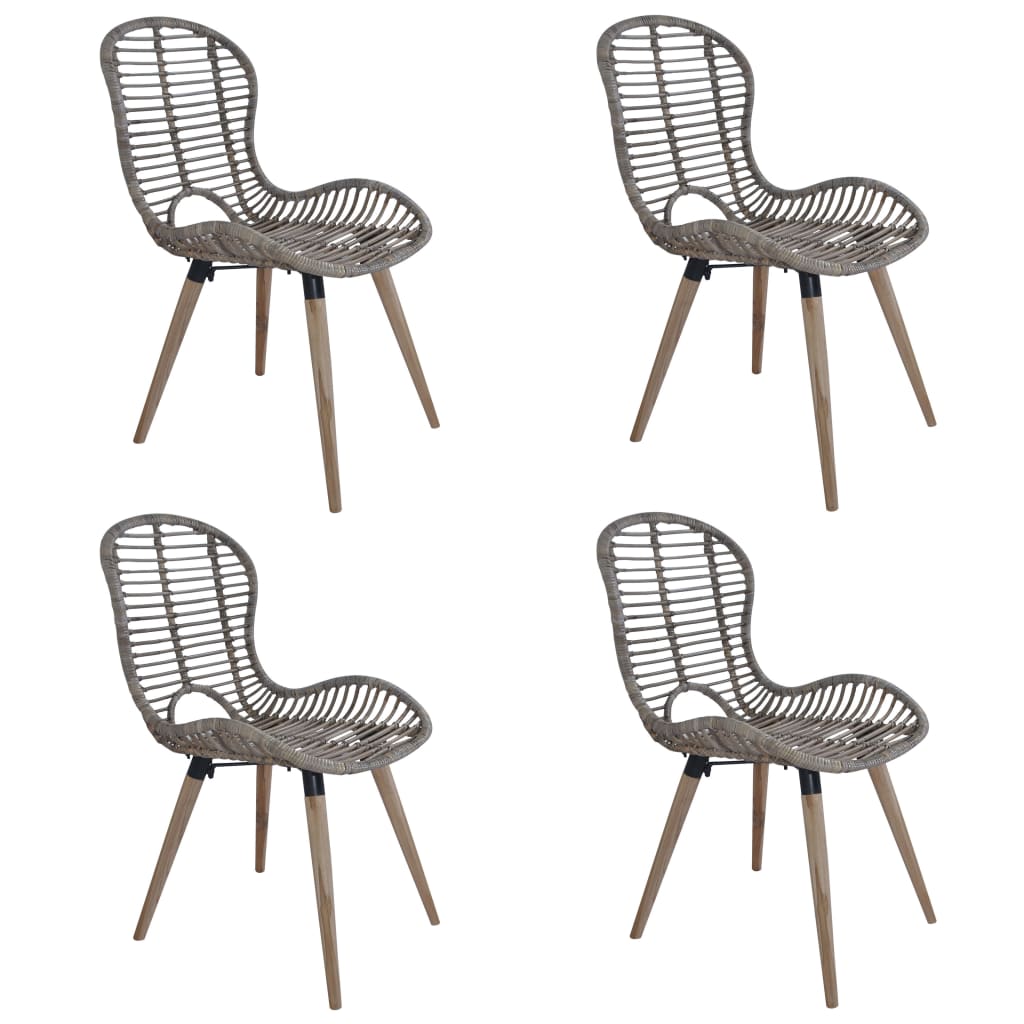 Berkfield Dining Chairs 4 pcs Brown Natural Rattan