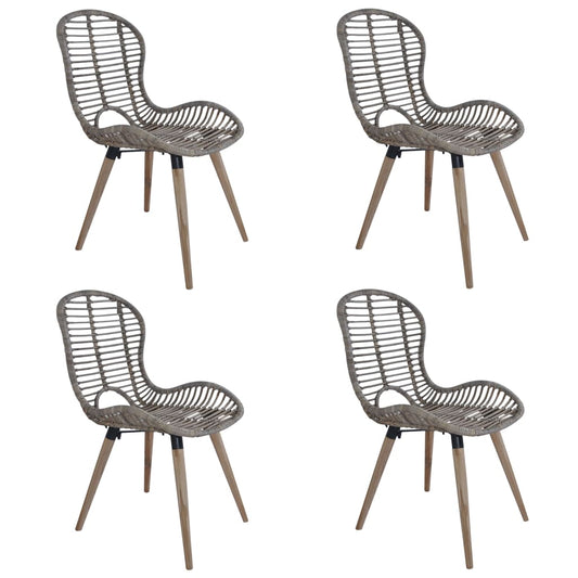 Berkfield Dining Chairs 4 pcs Brown Natural Rattan