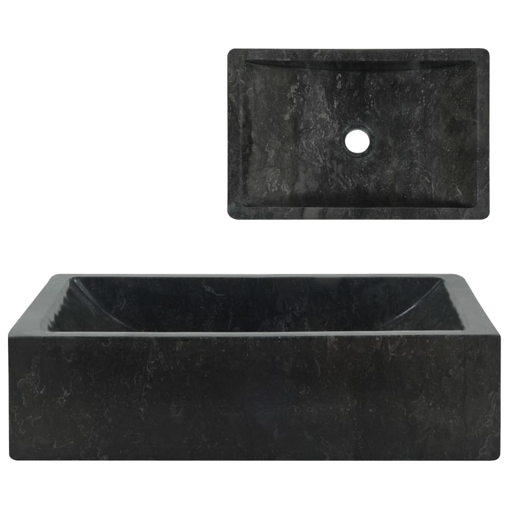 Berkfield Sink 45x30x12 cm Marble High Gloss Black