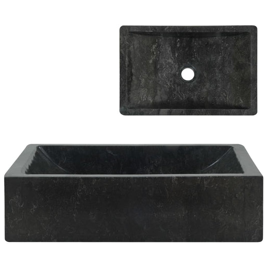 Berkfield Sink 45x30x12 cm Marble High Gloss Black