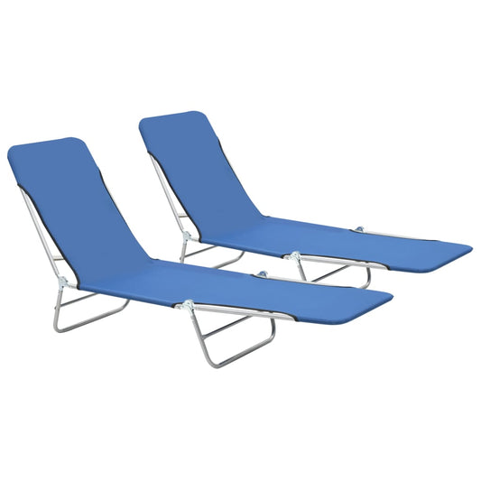 Berkfield Folding Sun Loungers 2 pcs Steel and Fabric Blue