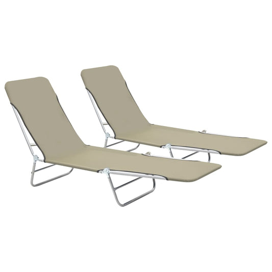 Berkfield Folding Sun Loungers 2 pcs Steel and Fabric Taupe