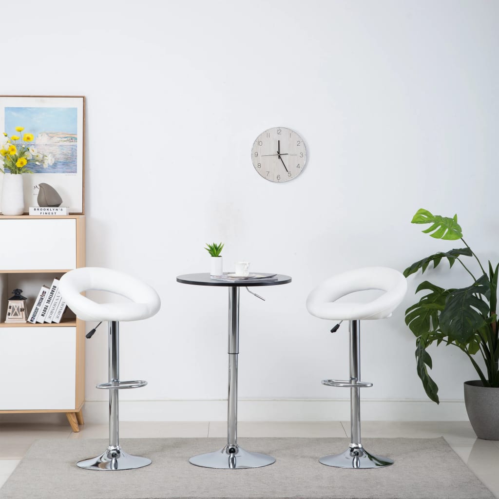 Berkfield Bar Stools 2 pcs White Faux Leather