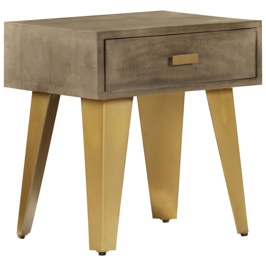 Berkfield Nightstand 45x35x48 cm Solid Mango Wood and Cast Iron