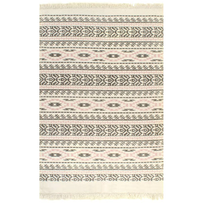 Berkfield Kilim Rug Cotton 120x180 cm with Pattern Grey/Pink