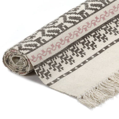 Berkfield Kilim Rug Cotton 120x180 cm with Pattern Grey/Pink